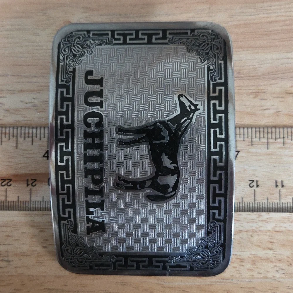 Juchipila Horse Western Belt Buckle Silver Tone‎ Rectangular